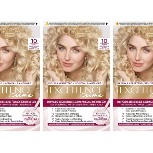 L’Oreal Haarverf – Excellence Creme nr. 10 Extra Lichtblond  3X