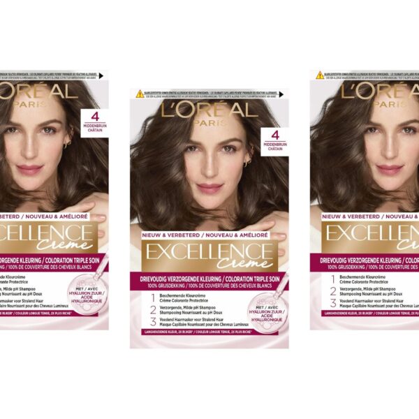 L’Oreal Haarverf – Excellence Creme nr. 4 Middenbruin  3X