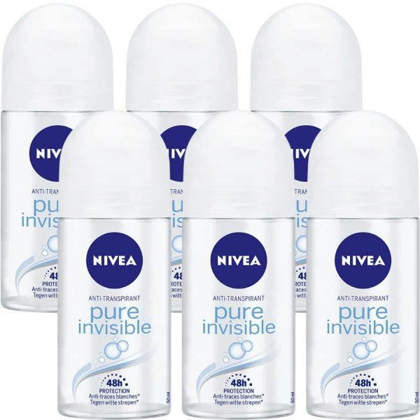 Nivea Deo Roll-on – Pure Invisible (6 stuks)