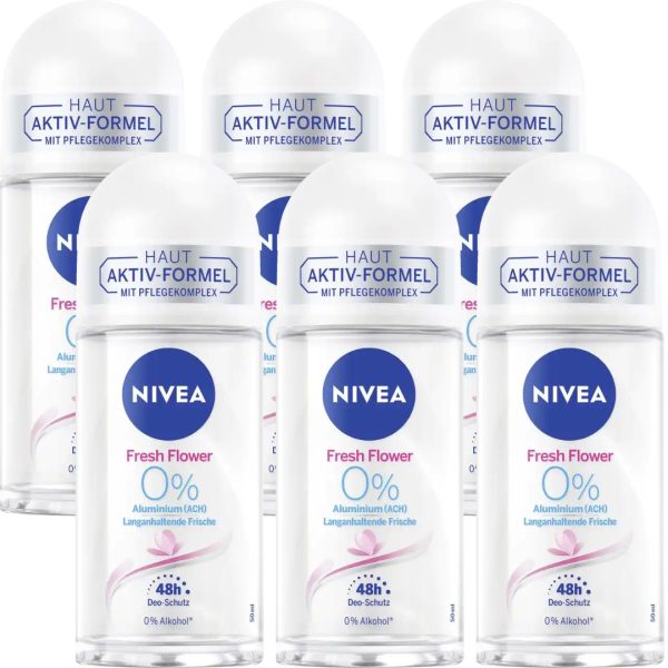 Nivea Deo Roll-on – Fresh Flower 0% (6 stuks)