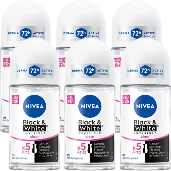 Nivea Deo Roll-on – Invisible Black & White Original (6 stuks)