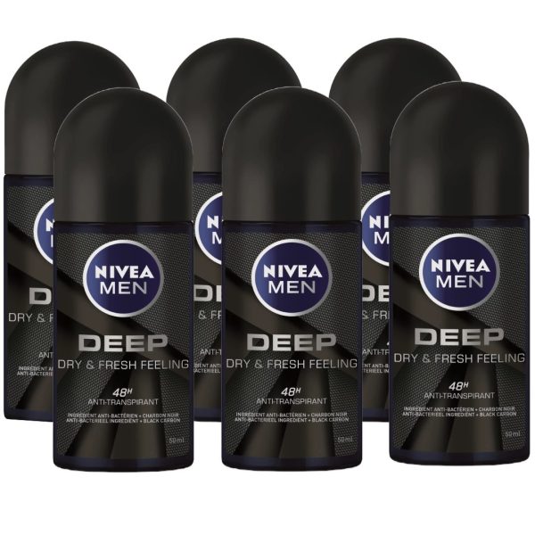 Nivea Deo Roll-on Men – Deep (6 stuks)