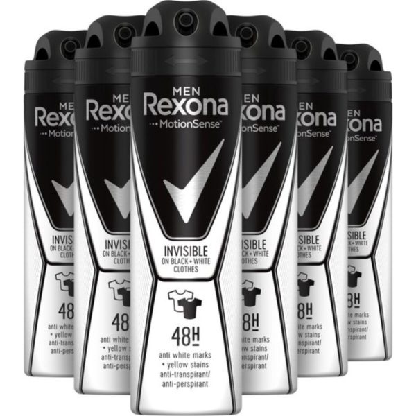 Rexona Deospray Men – Invisible Black & White (6 stuks)
