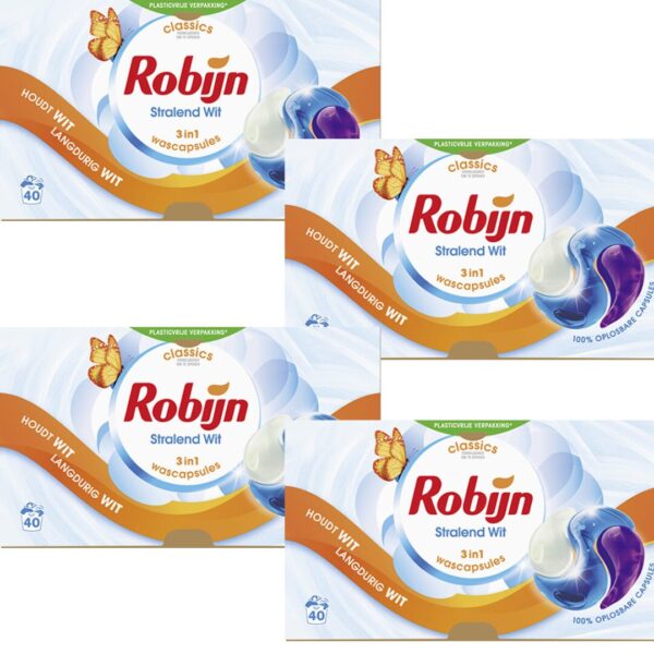 Robijn Wasmiddel Capsules – Stralend Wit 40 caps (4 stuks)