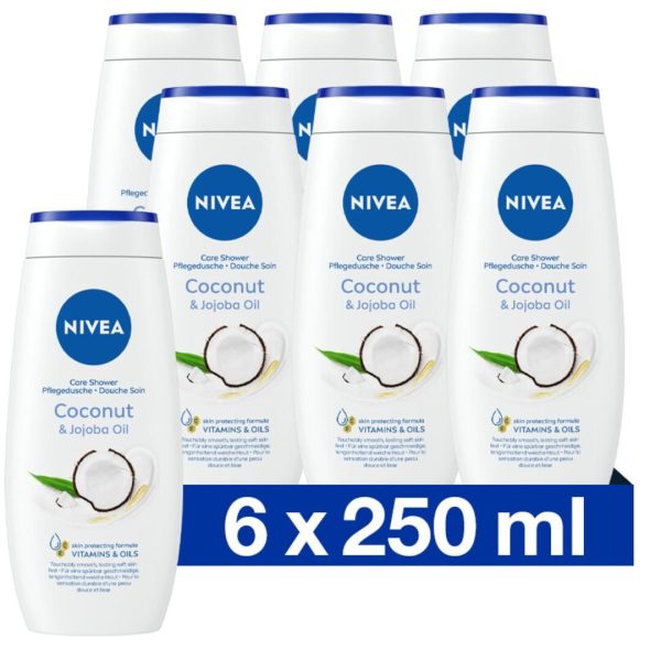 Nivea Douchegel – Care & Coconut 250 ml (6 stuks)