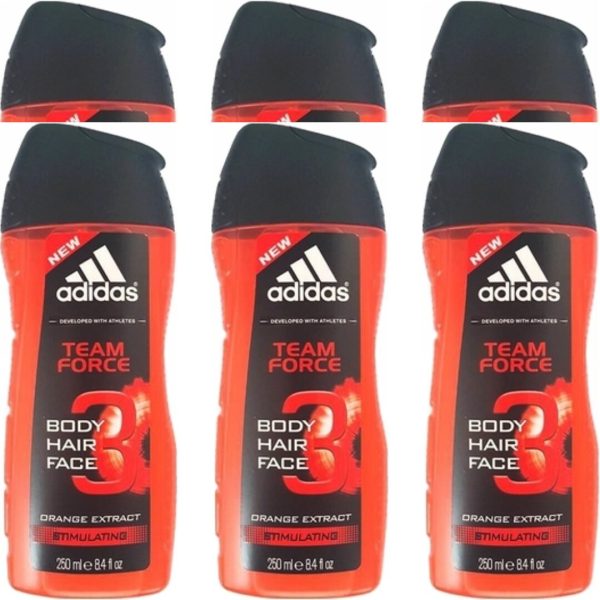 Adidas Douche & Shampoo Men – Team Force 250 ml (6 stuks)