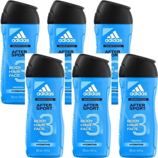 Adidas Douche & Shampoo Men – After Sport 250 ml (6 stuks)