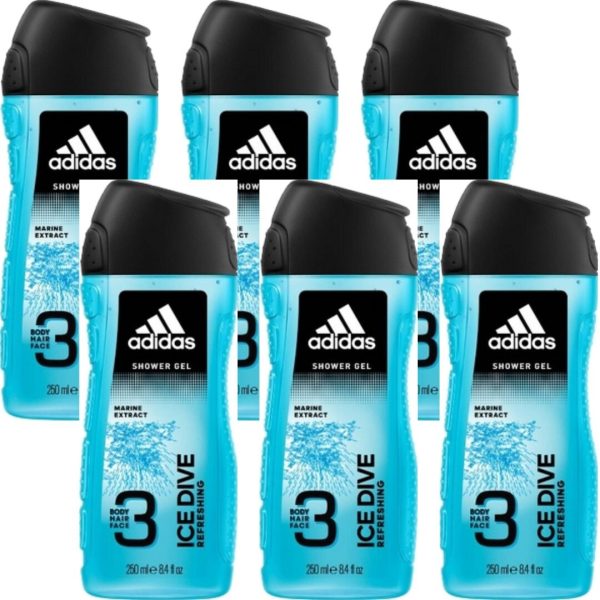 Adidas Douche & Shampoo Men Ice Dive 250 ml (6 stuks)